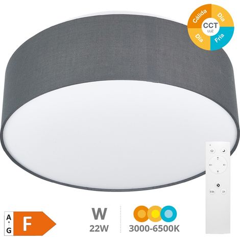 Plafón techo LED de tela Kasker 22W 3000K a 6500K regulable Gris (1/5)
