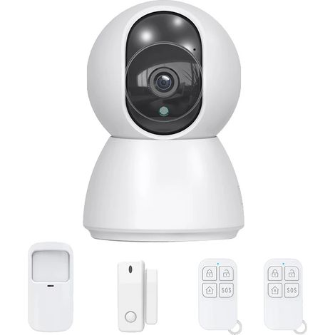 Telecamera IP, compatibile con la domotica, visione notturna 1080p, bianca, spina europea. (1/2)