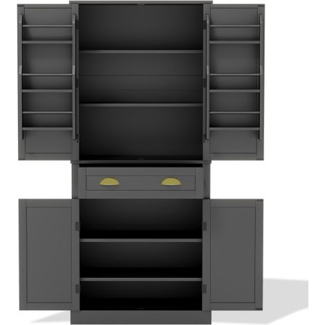 Meuble 182 cm, 4 portes, 1 tiroir, étagères réglables, noir