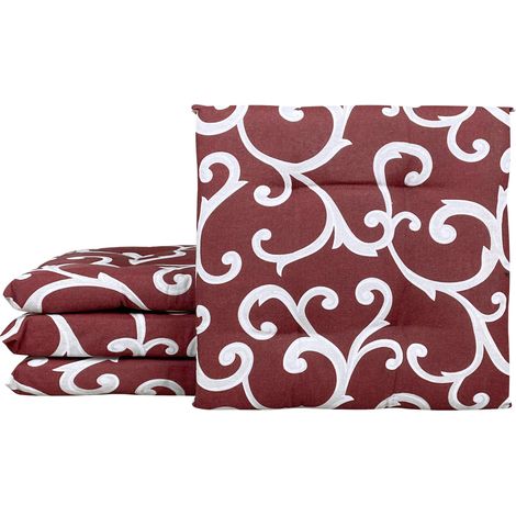 Set 4/6 Cuscini Barocco Sedia con Lacci 4 Punti Comodi Prodotto Italiano 40 x 40 in Cotone Imbottiti Spessore 6 Cm Lavorati a Mano Remage Rosso - 4 Pezzi (1/3)
