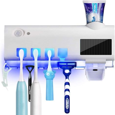YMYNY Porte Brosse à Dents Stérilisateur UV, Support de Brosse à Dents Electrique à énergie Solaire Rechargeable au Mur avec Fonction Stérilisateur, Automatique Dis (1/5)