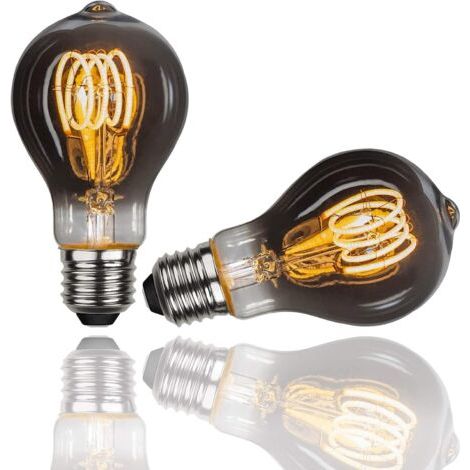 Ampoule Edison,2 Pièces A60 E27 4W Ampoule LED Vintage Lampe Décorative Ampoules Rétro Filament Ampoule Antique Blanc Chaud pour Restaurant, Café, Windows,Showrooms,Ampoules à Incandescence (1/5)