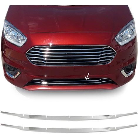 Garniture de Diffuseur Pare-chocs Avant Compatible avec Ford Transit Tourneo Courier 2018 à 2022, Garniture Baguette de Calandre en Acier Inoxydable Argent (1/5)