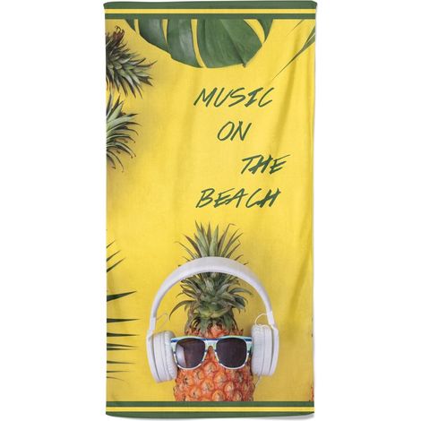 TELO MARE in spugna MUSIC on THE BEACH misura grande cm. 90 X 170