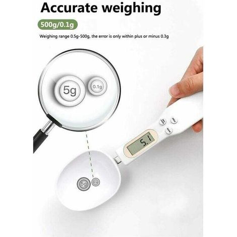 Balance Cuillère, Cuillère Doseuse, Balances Électroniques Portables, Balances Alimentaires De Cuisine, Écran Lcd, Mini Balances Numériques, 500G / 0,1G, Gadgets De Cuisine Essentiels (Blanc) (1/3)