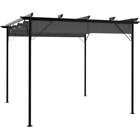 Pergola avec toit rétractable anthracite 3x3 m acier 180 g/m² (1/5)