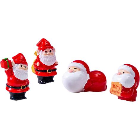Statuette di Babbo Natale in miniatura in resina, 4 pezzi, ornamenti