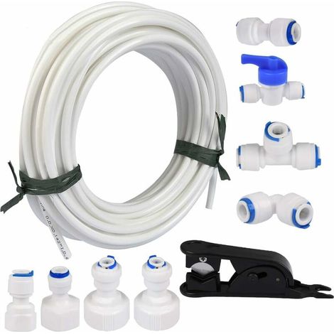 15 Meter Wasserversorgungsschlauch und Kühlschrank-Anschluss-Set für Doppelkühlschrank im europäischen Stil (1/4 Rohr)