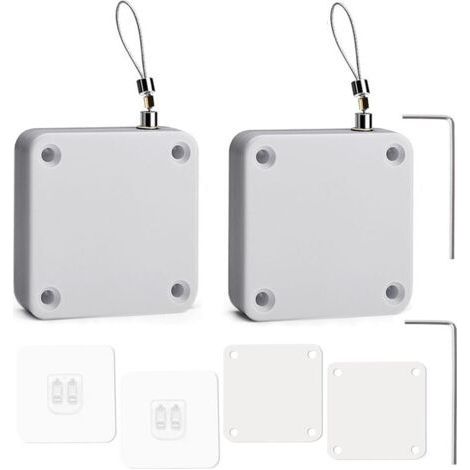 Automatic Door Closer, 2 Pieces Hole-Free Automatic Sensor, Automatic Door Closer with Sensors with Drawstring, Punch-Free for Bedroom White (1/5)