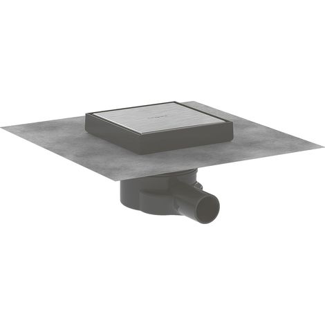 Hansgrohe – Bonde de sol inox brossé 15x15 cm – Siphon rotatif réglable – Débit jusqu'à 45 l/min – DN40 – SKU 56249800