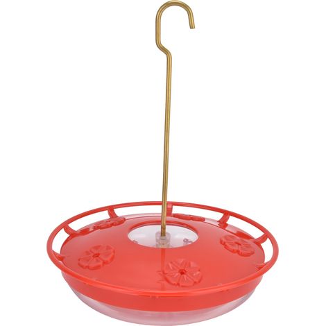 Mangeoire à oiseaux transparente suspendue en forme de cour pour jardin ou terrasse (rouge)
