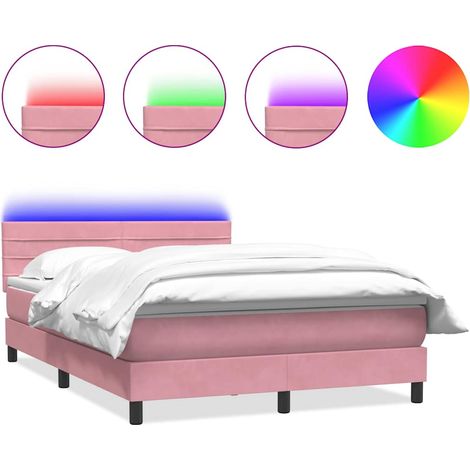 Maison Exclusive - Sommier à lattes de lit avec matelas et LED rose 160x220 cm velours