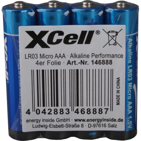 XCell Performance Alkaline LR03 Micro AAA Batterie (optimale Leistung) 146888 (1/2)
