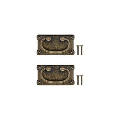 Lot de 2 poignées de tiroir anciennes pliables, design en fer bronze, pour portes coulissantes, commodes, cuisines, buffets, coffres, etc. vintage maison de campagne rétro (1/5)