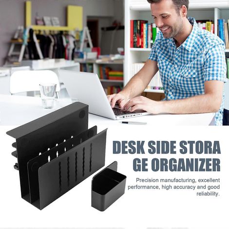 Organiseur de bureau latéral, organiseur de bureau suspendu pour bureau à bords plats --- (1/5)