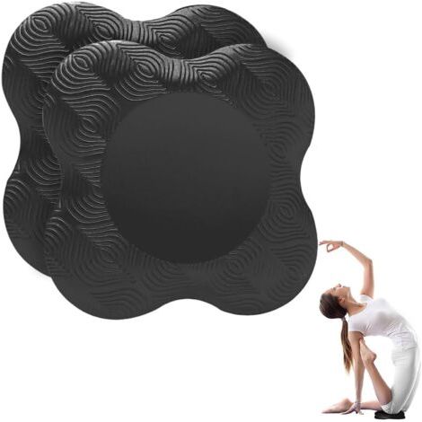 2 Pièces Yoga Genouillère, Tapis de Yoga Antidérapants Résistant à l'usure Protège Les Genoux, Les Mains, Les Poignets et Les Coudes Noir- (1/5)