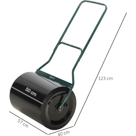 Rouleau à gazon 60 L à remplir d’eau ou de sable, Ø40 cm, métal noir HAVRYA (1/5)