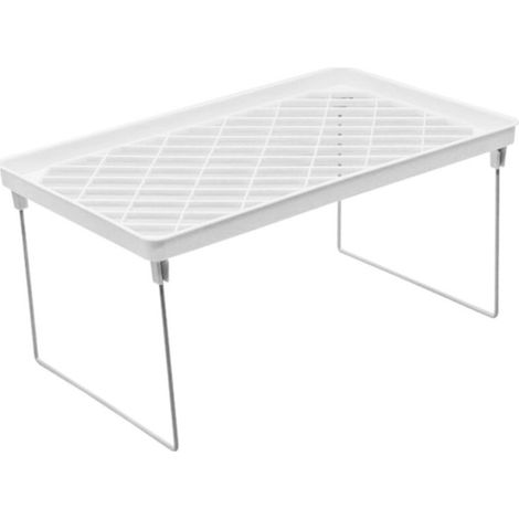 Étagère de comptoir empilable, organisateur de placard et d'armoire multifonctionnel et compact, étagère de rangement pliable, petite étagère de rangement pour salle de bain et garde-manger (1/5)