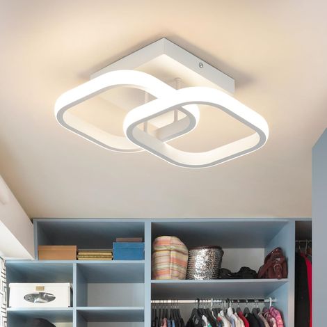 Plafonnier LED carré moderne en et petit format lumière blanche chaude 22 W Aluminium Noir Blanc (1/4)