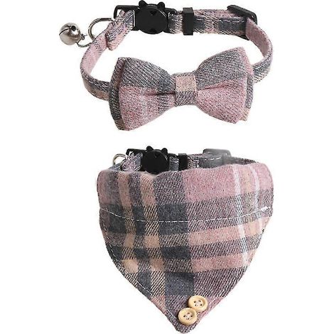 Collar para perro a cuadros con lazo, el mejor regalo para mascotas. (1/5)