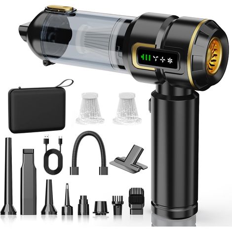 Aspirateur à Main, 27000Pa Aspirateur Voiture avec Affichage LED, Aspirateur Rechargeable Moteur sans Balai 3 Vitesses, Aspirateur à Main sans Fil 4-en-1 pour Voiture Maison Poils d'A (1/5)