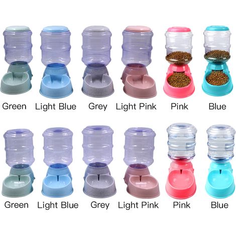 Distributeur automatique eau nourriture pour animal 3.8L grand capacité distributeur gravité bol nourriture eau pour chat chien,rose (1/5)