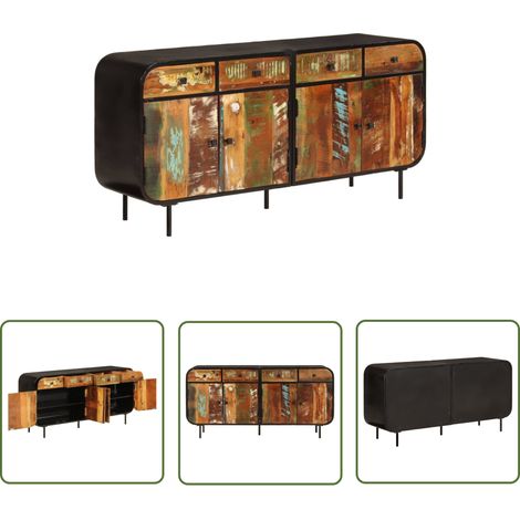 Buffet,Bahut, Meuble de Rangement pour Salon, Salle à Manger, Cuisine 140x35x70 cm bois massif de récupération et métal CNEI910189 (1/5)