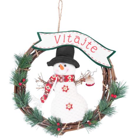 Dekoration MagicHome Weihnachten, Kranz Schneemann, 37 cm (1/2)