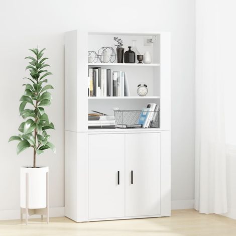 Buffet Commode Armoire Luxueux, pour Salon Chambre Entrée Cuisine, Blanc Bois d'ingénierie OIB9763E (1/5)