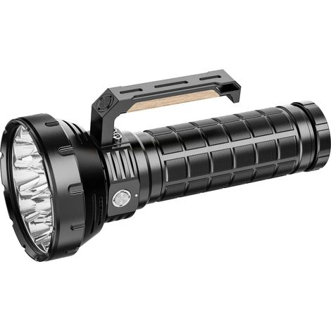 Lampe torche haute intensité P50 (longue) à 16 cœurs - refroidissement intelligent par ventilateur - alimentée par 4 batteries 18650