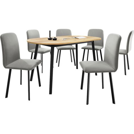 Salle à manger complète Edmond 121, Chêne doré artisanal + Noir, 77x80x150cm, Diamètre: 0, Nombre de places: 6, Style: Contemporary (1/5)