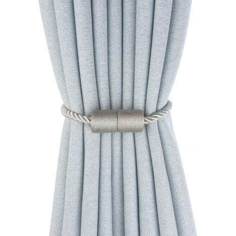 Lot de 2 attaches magnétiques pour rideaux, attaches pour rideaux, câble en acier épais (gris) (1/5)