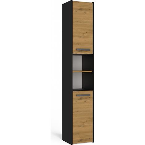 Mueble de baño moderno de 30 cm, roble antracita, diseño artesanal, estante de baño, diseño universal, fabricación polaca. (1/5)