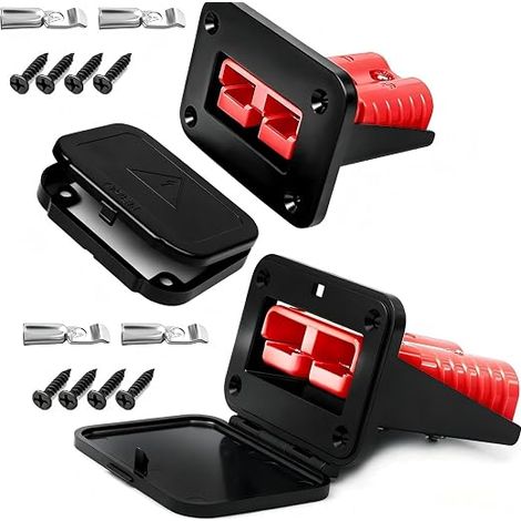 2 conectores de batería, 600 V 50 A, terminales de conexión rápida para cables de batería, conector de alimentación para coche, autocaravana, barco, sistemas solares (rojo) (1/5)