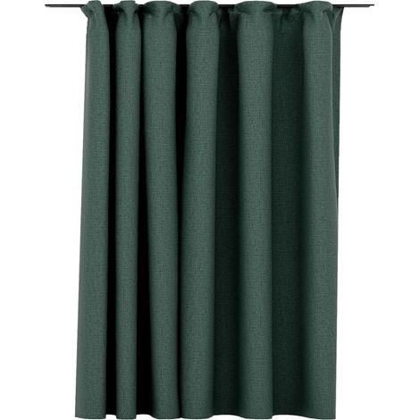 INLIFE Rideau occultant d'aspect de lin avec crochets Vert 290x245 cm (1/4)
