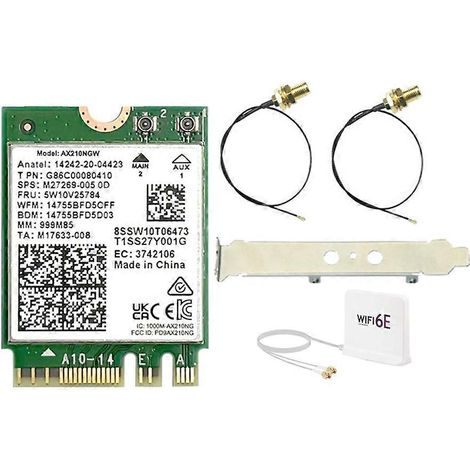 AX210NGW-Karte + WIFI6E-Magnetantenne, Tri-Band 2,4 GHz/5 GHz/6 GHz Wi-Fi-Adapter, Bluetooth 5.3, Durchsatz von 5.374 Mbit/s. (1/5)