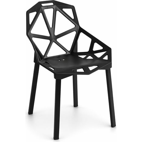 Orion91official® - electra chair  black polypropylene seat   black reinforced steel structure  (80x54x59 cm) modern style  dining room  hospitality  office  living room  teleworking  kitchen - spazio (1/5)