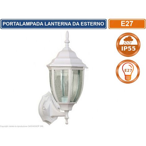 LAMPADA LANTERNA FARETTO DA MURO APPLIQUE DA GIARDINO E27 DA ESTERNO IP55 BIANCO (1/2)