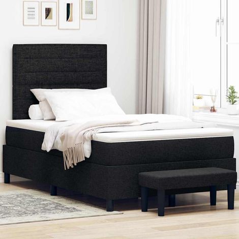 Boxspringbett mit Kopfteil Schwarz 120 x 190 cm Stoff