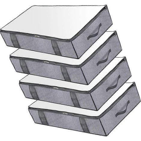 Voici une proposition de titre produit en français (caractères : 187) :
Lot de 4 boîtes de rangement sous lit, grande capacité, pour couettes, vêtements saisonniers et linge de maison, couvercle zip, (1/4)