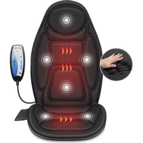 Siège Massant Chauffant en Mousse à Mémoire, Masseur de Dos avec Chaleur et Vibration pour Le Dos, Coussin de Massage Siège pour la Chaise Bureau,Cadeaux Noël Homme