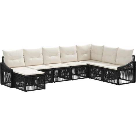 Gartensofa-set 8 pcs Schwarz Poly-Rattan vidaXL