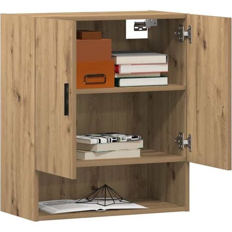 Meuble de Rangement Mural 60x31x70 cm - Placard Suspendu en Bois d'Ingénierie Style Chêne Artisanal pour Salon, Entrée ou Bureau (1/5)