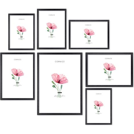 Lupia - SET Cornici in legno da parete OPTICAL colorazione NERA con vetro Portafoto, stampe, poster, documenti Set 7PZ - 2pz 10x15, 2pz 13x18, 2pz 15x20, 1pz A4 (1/4)