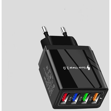15-W-USB-Multifunktionsladegerät mit 4 Anschlüssen, Wandladegerät, Netzteil, USB-Ladeadapter, Reiseladegerät, kabelloses Ladegerät – Schwarz (1/5)