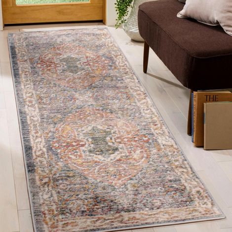 Nova 8881C Traditional Vintage Classical Bordered Medallion Green Rug Floor Mat Carpet Hallway 66 x 220 cm (2'5''x7'3'') Runner (1/4)