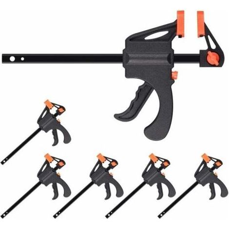 Ahlsen Serre-joints à barres 6PCS 4 Pouces Pince de Serrage Rapide pour le Travail du Bois, Opération à une Main, Pince de Barre à Cliquet (1/5)