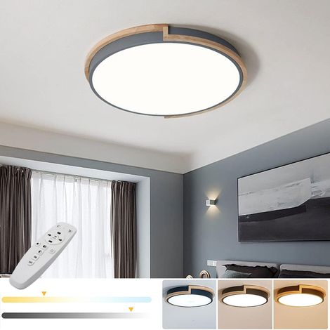 Plafonnier LED 30 cm à intensité variable, plafonnier moderne à encastrer avec télécommande, lumière décorative grise, 3 températures de couleur (1/5)