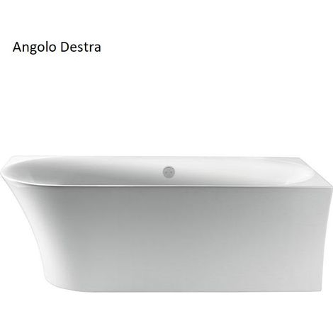 Vasca a parete di design ovale ELIZABETH bianca 170 cm Angolo Destra (1/5)