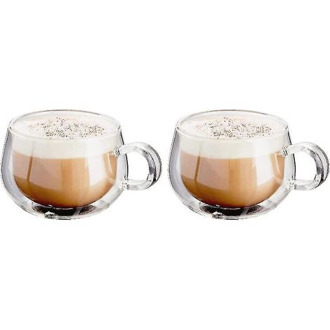 Doppelwandige Glaskaffeetassen mit Henkeln, 2er-Set – 50 ml – 50 ml